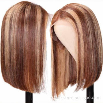 HD ombre green middle part short blonde kinky straight curly human hair glueless peruvian bob lace front pixie wigs